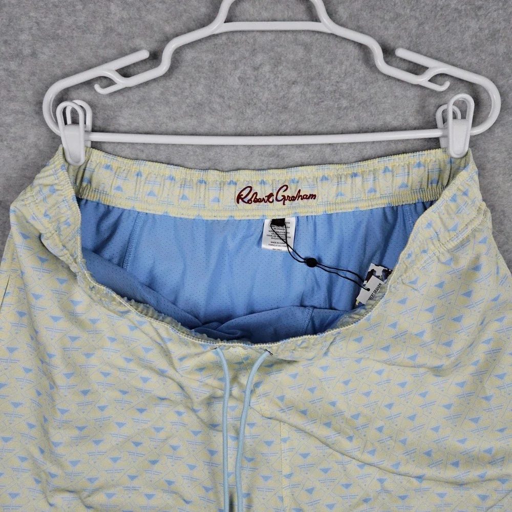 Robert Graham (Men's 2XL) Yellow Swim Trunks Martini Tower Lined Beachwear Short